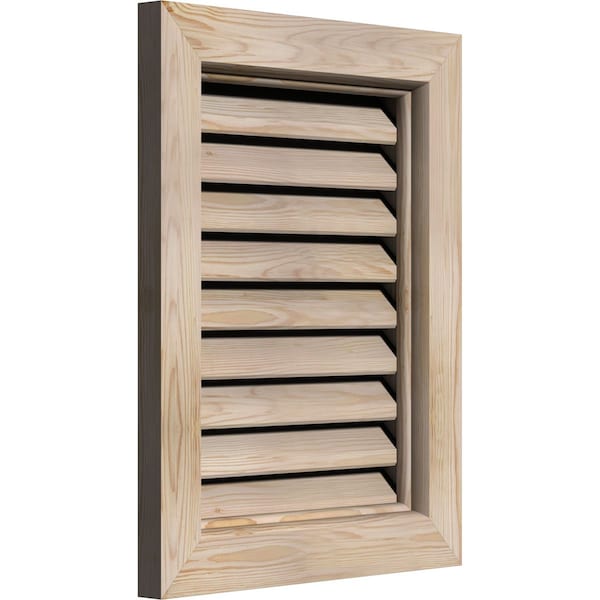 Vertical Gable Vent Unfinished, Functional, Pine Gable Vent W/ Brick Mould Face Frame, 22W X 18H